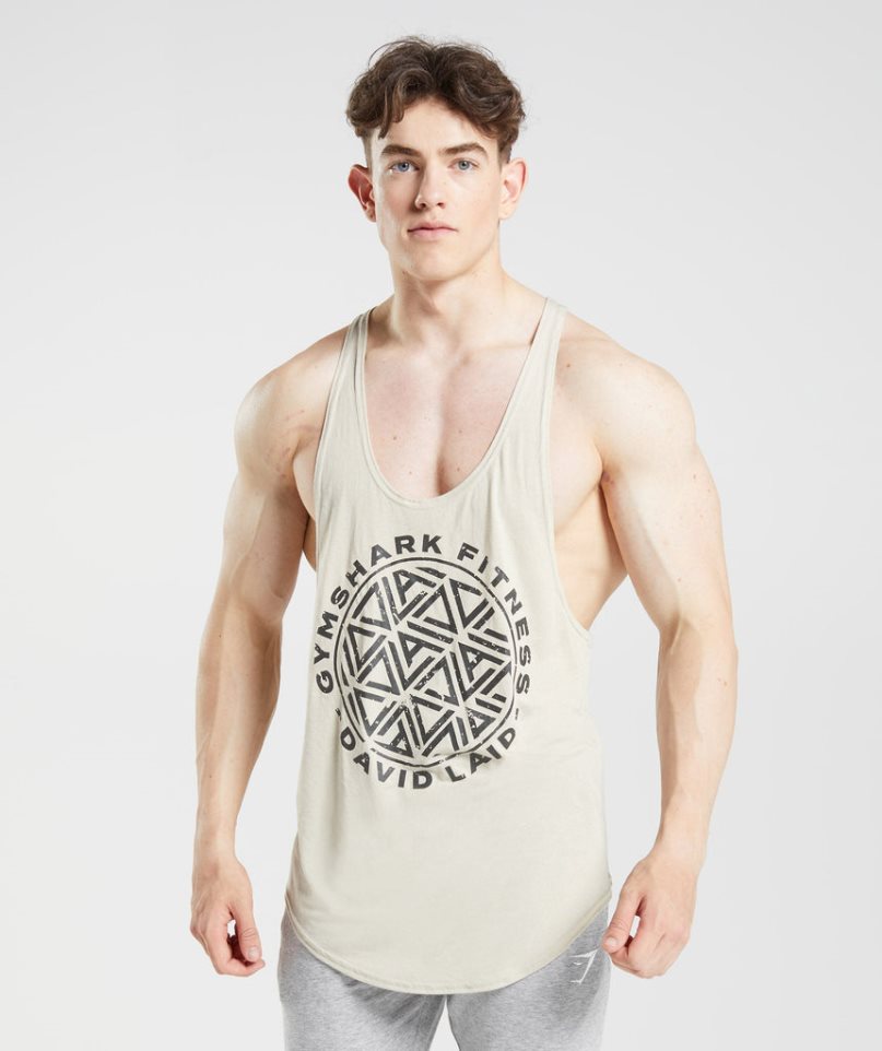 Men\'s Gymshark GS x David Laid Stringer Tanks Beige | NZ 0UNRVB